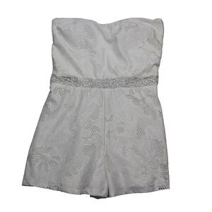 Jacaranda Jumpsuits Womens L White Strapless Floral Print Sweetheart Pullover